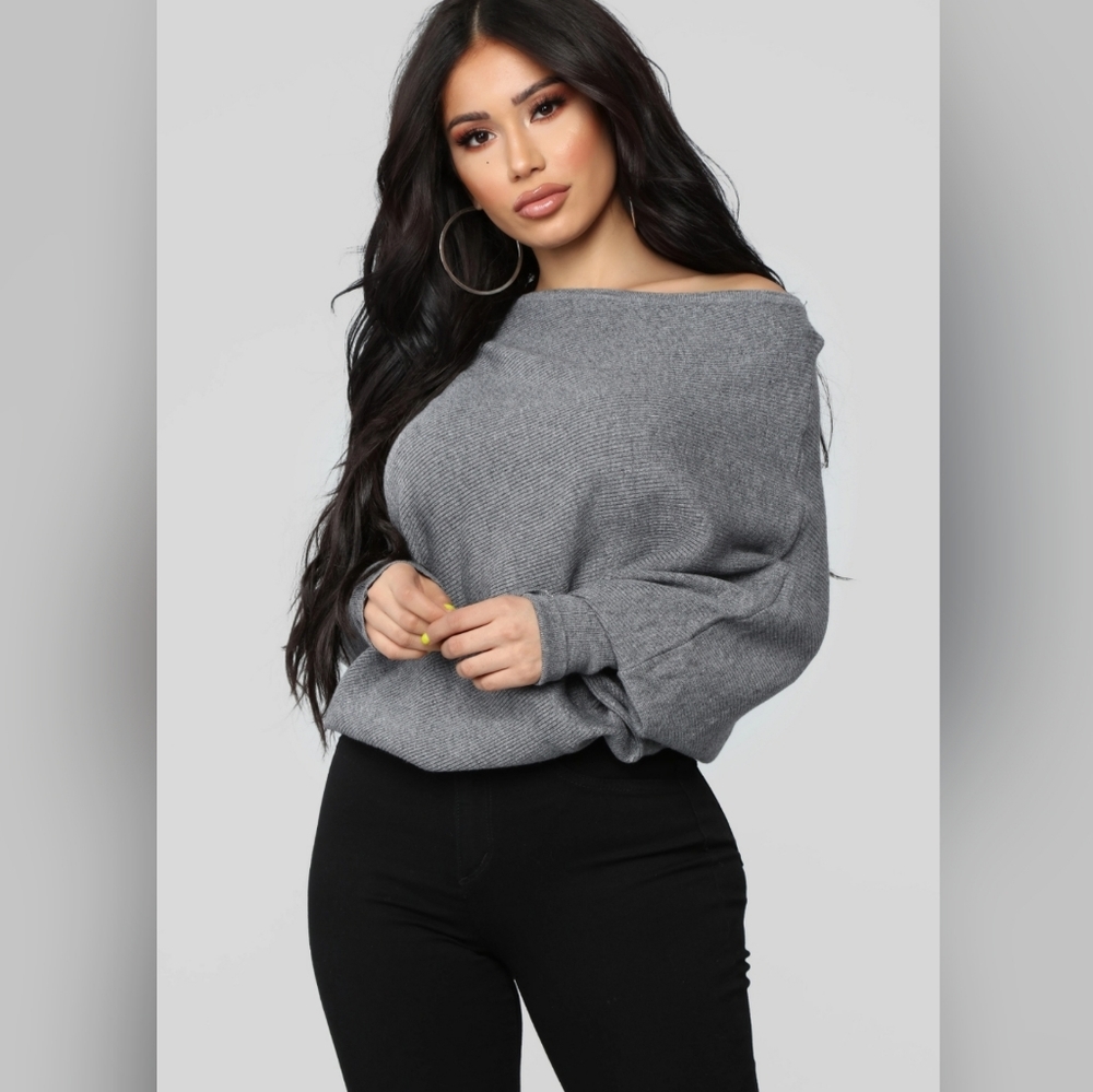 FASHION NOVA OF THE SHOULDER SWEATER - Picture 2 of 4